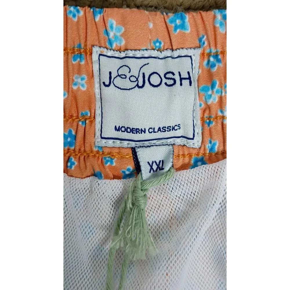 J&Josh Men's Swim Shorts Orange Flowers Luxury Swim Trunks Sz XXL JS26B2307 NWT